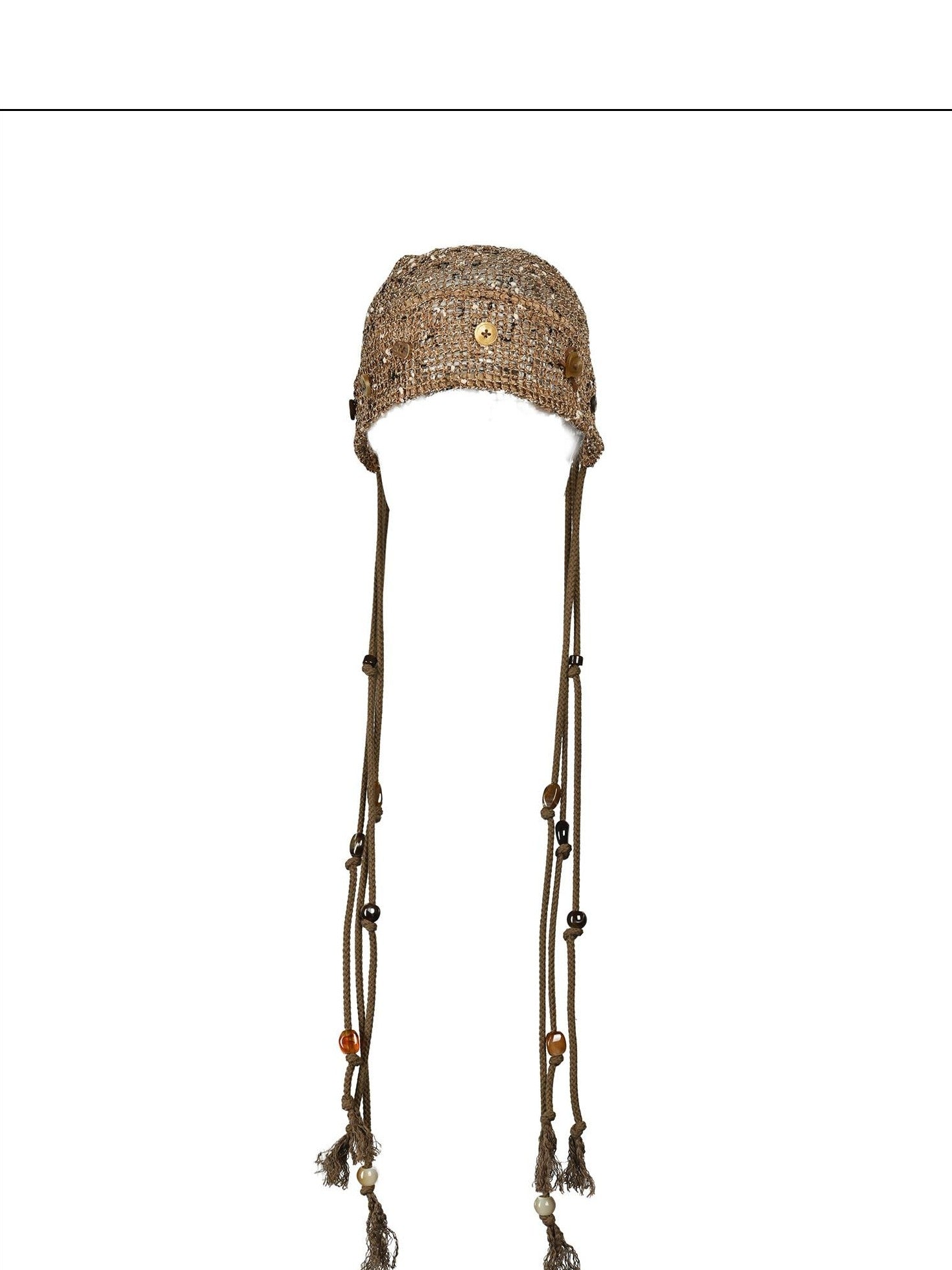 NORTH NODE Mesh Beaded Handcrafted Button Turban Women&