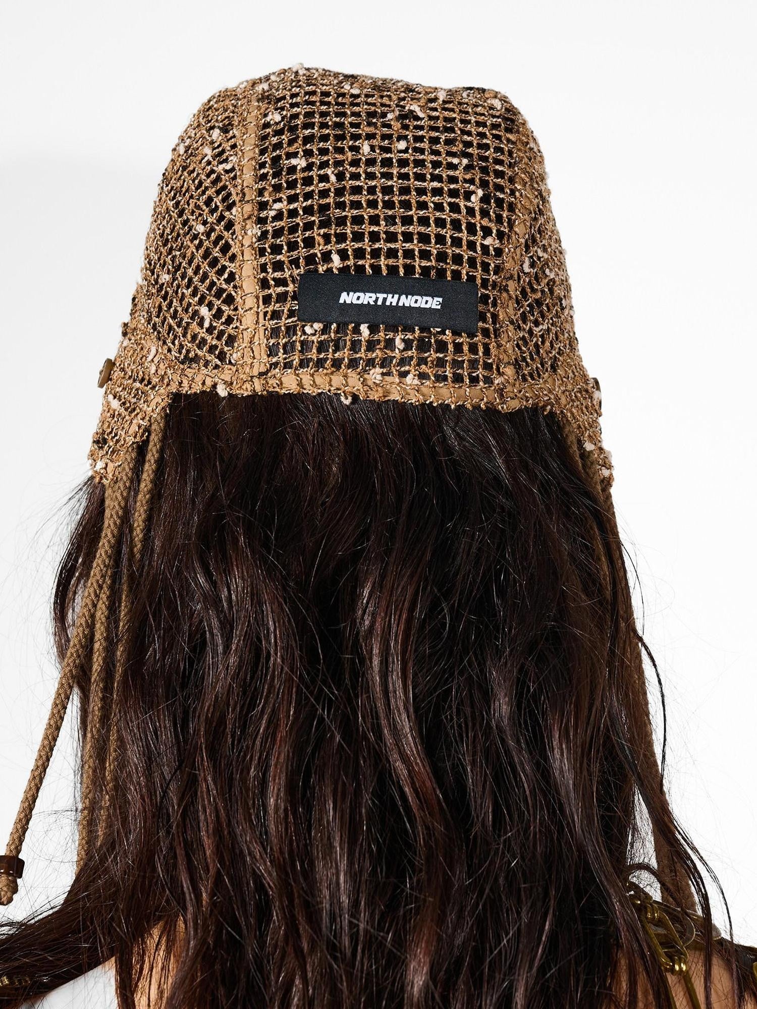 NORTH NODE Mesh Beaded Handcrafted Button Turban Women&