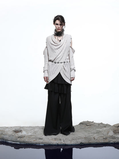 NORTH NODE Mesh Distressed Button Deconstructed Women&