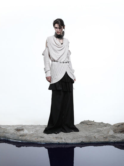 NORTH NODE Mesh Distressed Button Deconstructed Women&