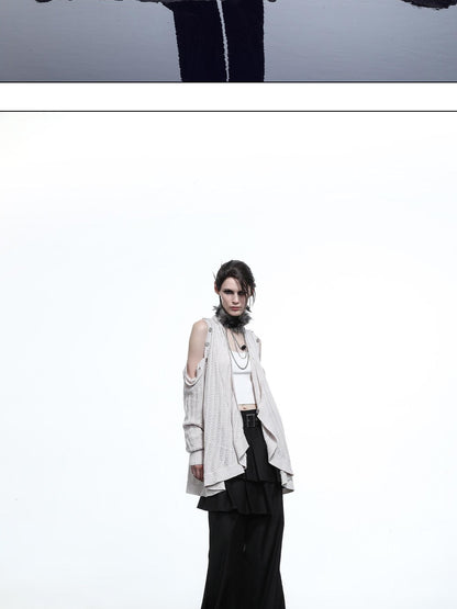 NORTH NODE Mesh Distressed Button Deconstructed Women&