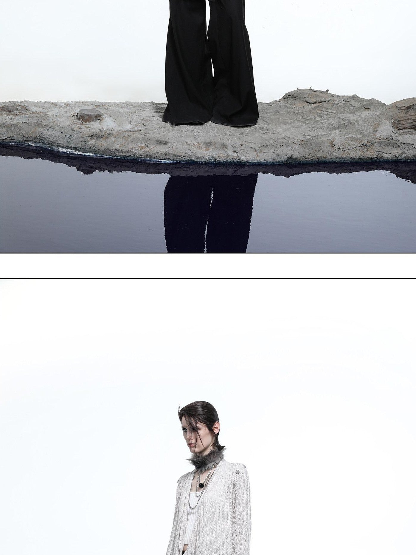 NORTH NODE Mesh Distressed Button Deconstructed Women&
