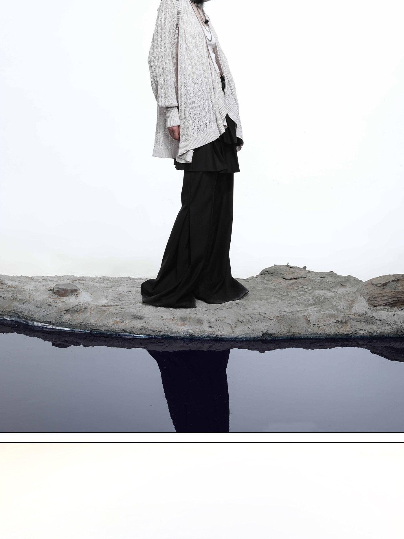 NORTH NODE Mesh Distressed Button Deconstructed Women&