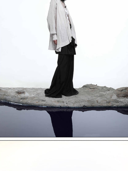 NORTH NODE Mesh Distressed Button Deconstructed Women&