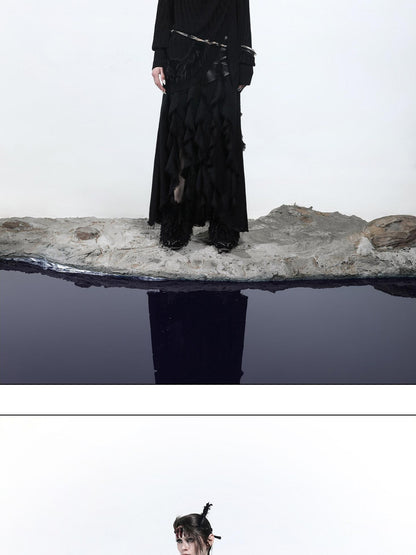 NORTH NODE Mesh Distressed Button Deconstructed Women&