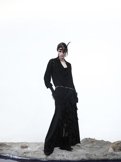 NORTH NODE Mesh Distressed Button Deconstructed Women&