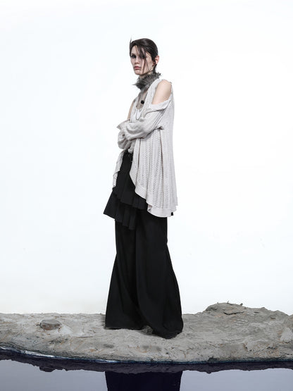 NORTH NODE Mesh Distressed Button Deconstructed Women&