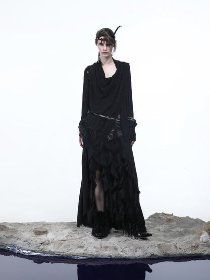 NORTH NODE Mesh Distressed Button Deconstructed Women&