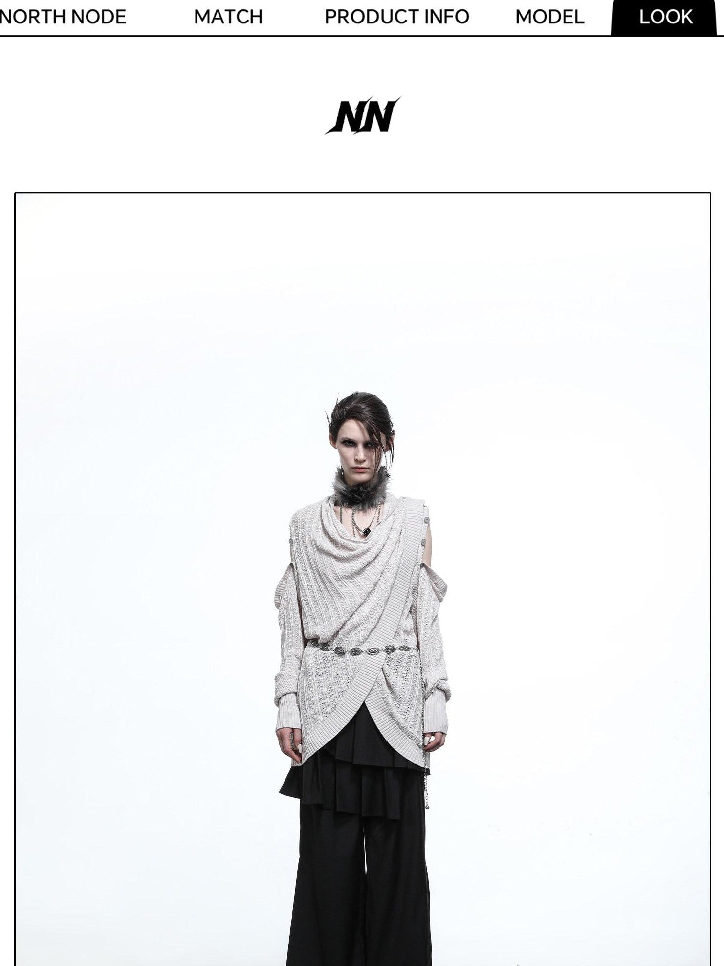 NORTH NODE Mesh Distressed Button Deconstructed Women&
