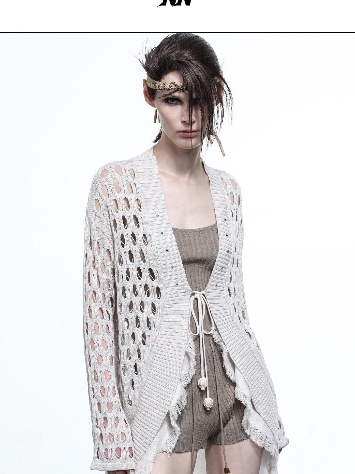 NORTH NODE Mesh Distressed Ruffle Patchwork Women&