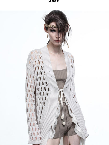 NORTH NODE Mesh Distressed Ruffle Patchwork Women&