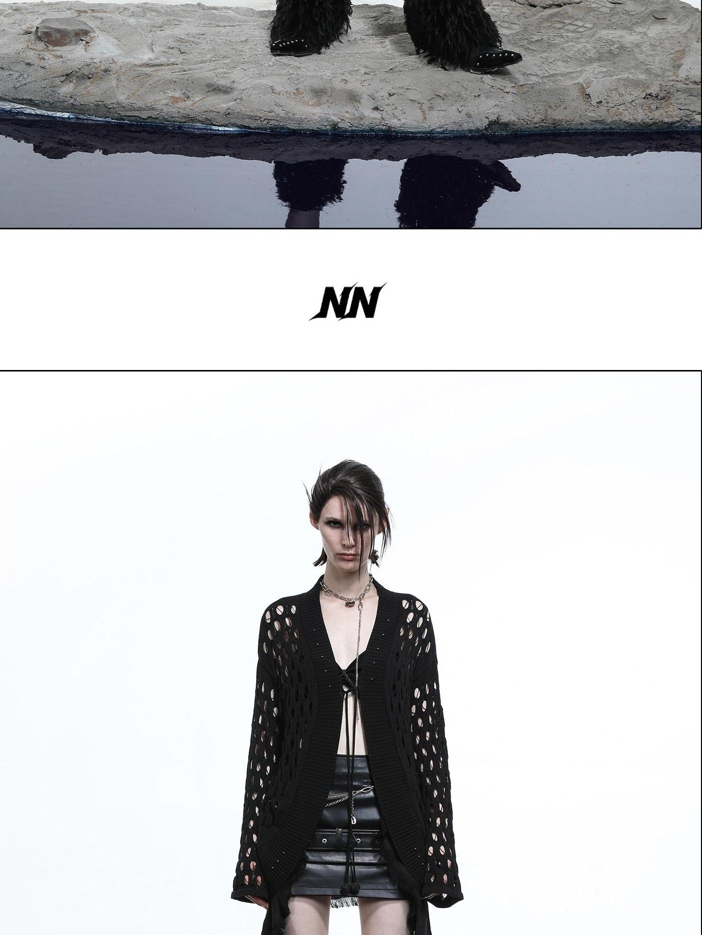 NORTH NODE Mesh Distressed Ruffle Patchwork Women&