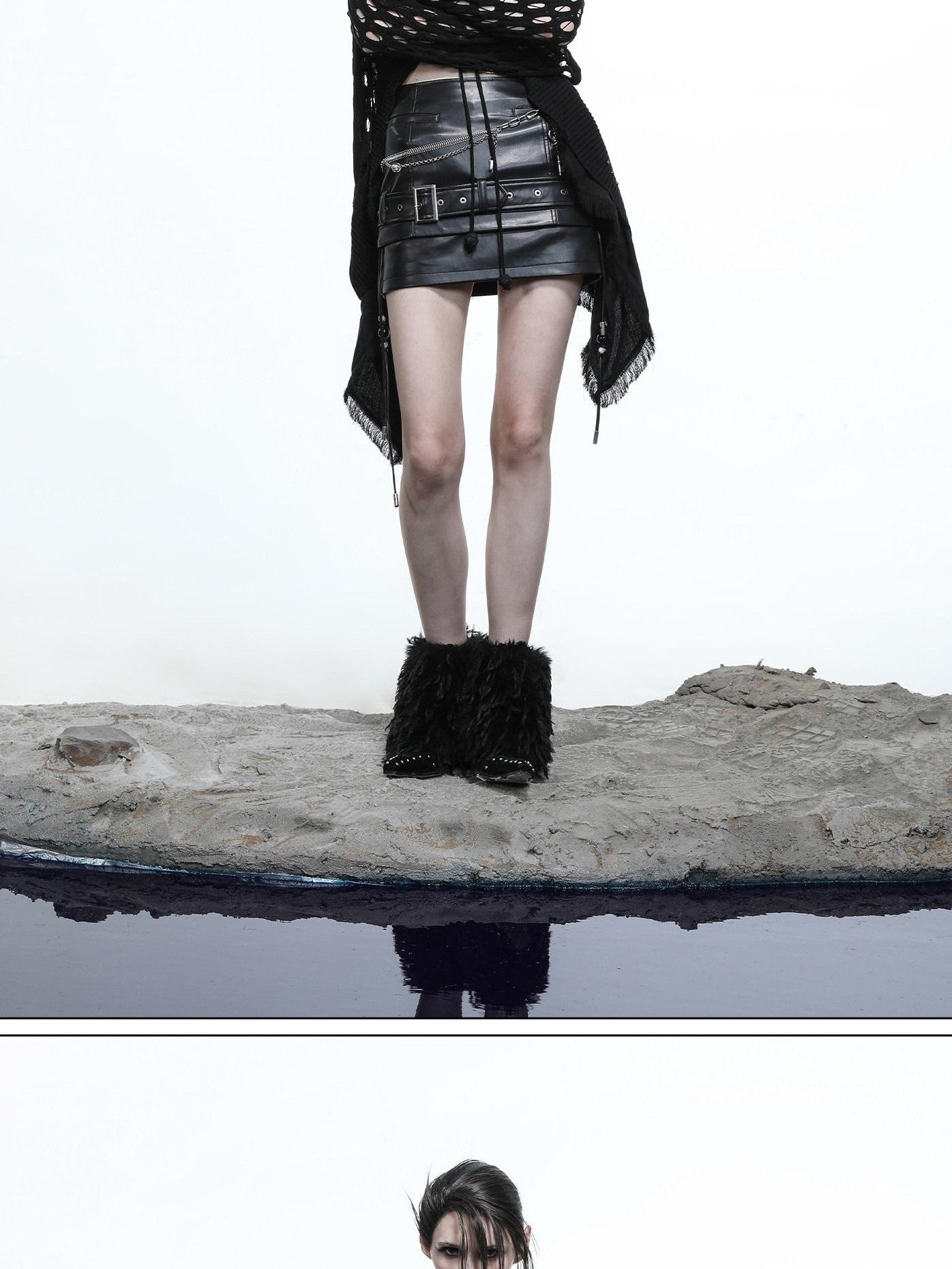 NORTH NODE Mesh Distressed Ruffle Patchwork Women&