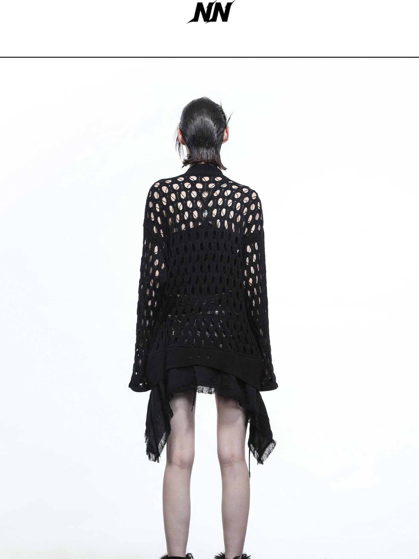 NORTH NODE Mesh Distressed Ruffle Patchwork Women&