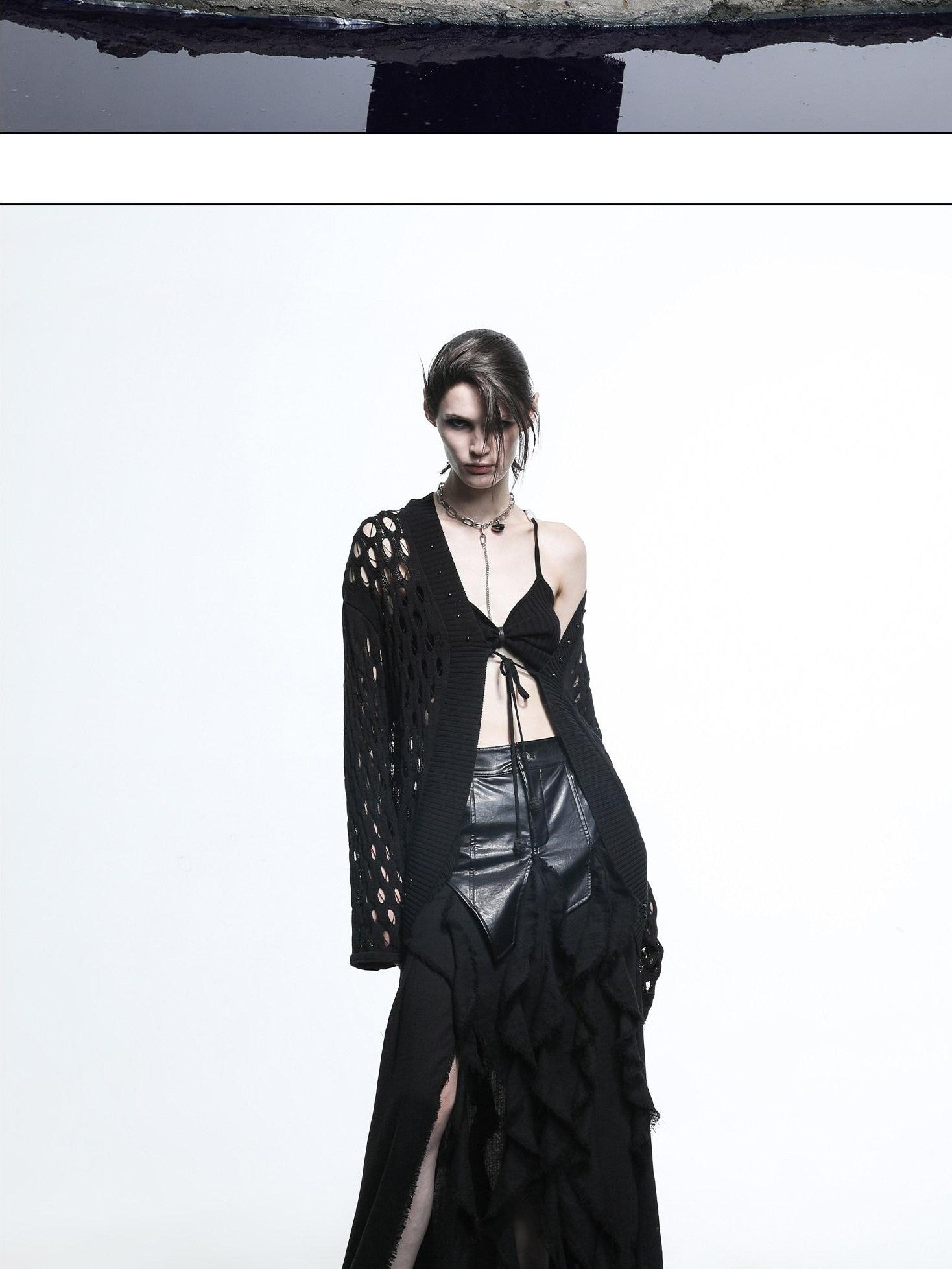 NORTH NODE Mesh Distressed Ruffle Patchwork Women&