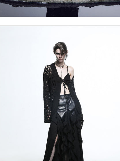 NORTH NODE Mesh Distressed Ruffle Patchwork Women&