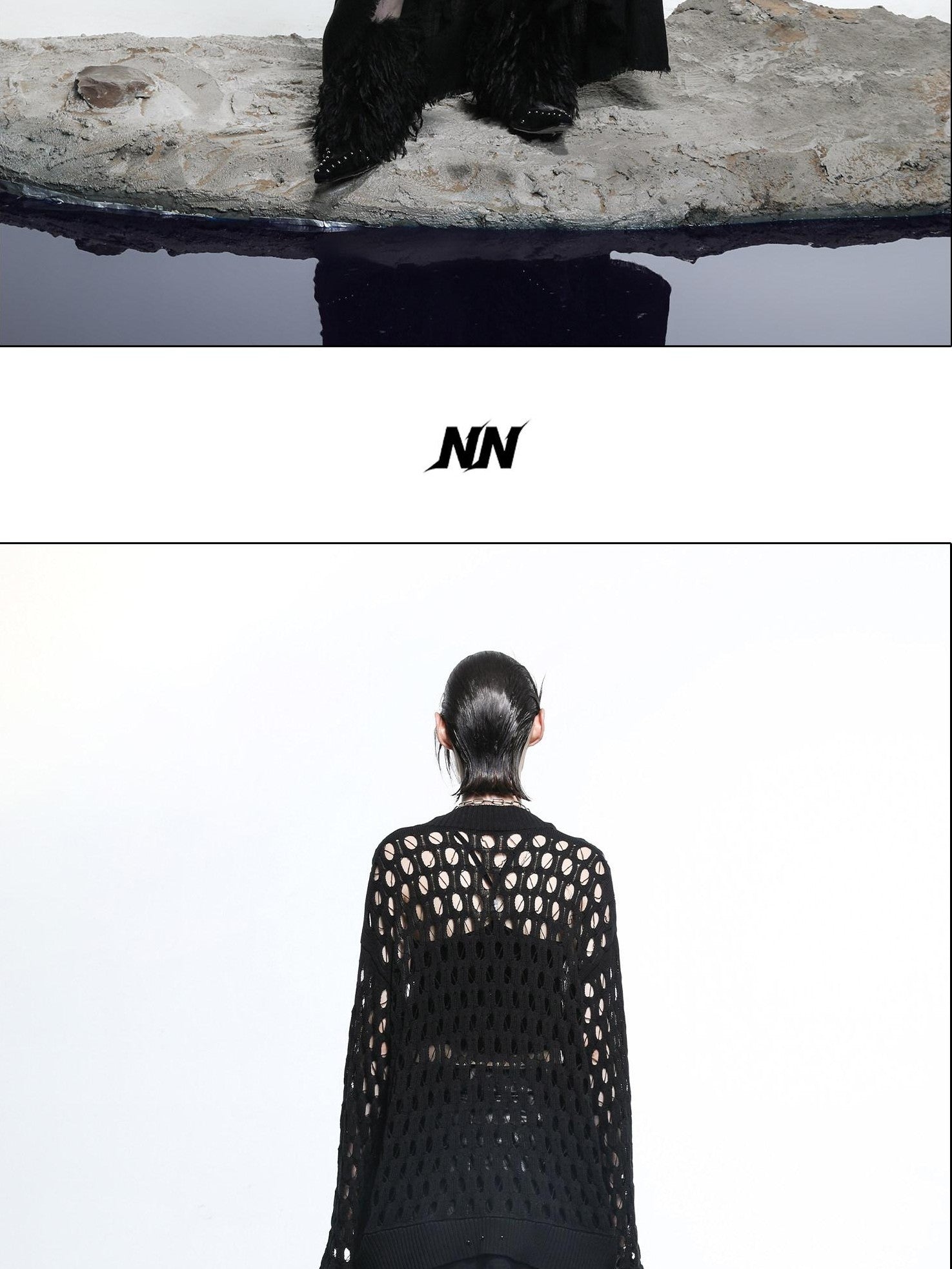 NORTH NODE Mesh Distressed Ruffle Patchwork Women&