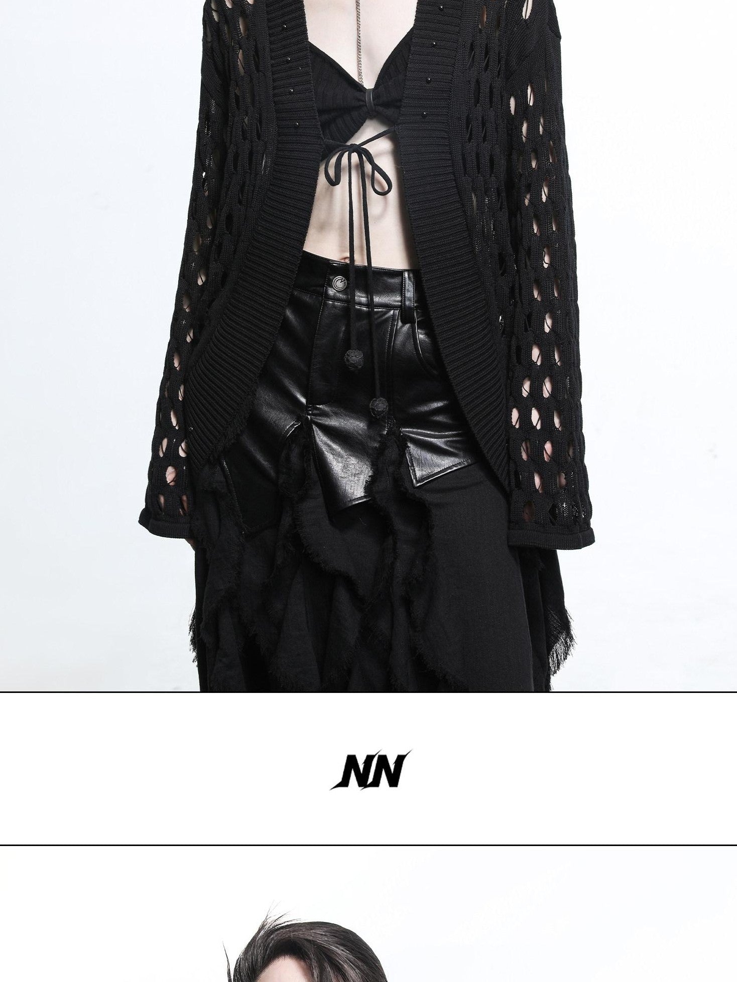 NORTH NODE Mesh Distressed Ruffle Patchwork Women&