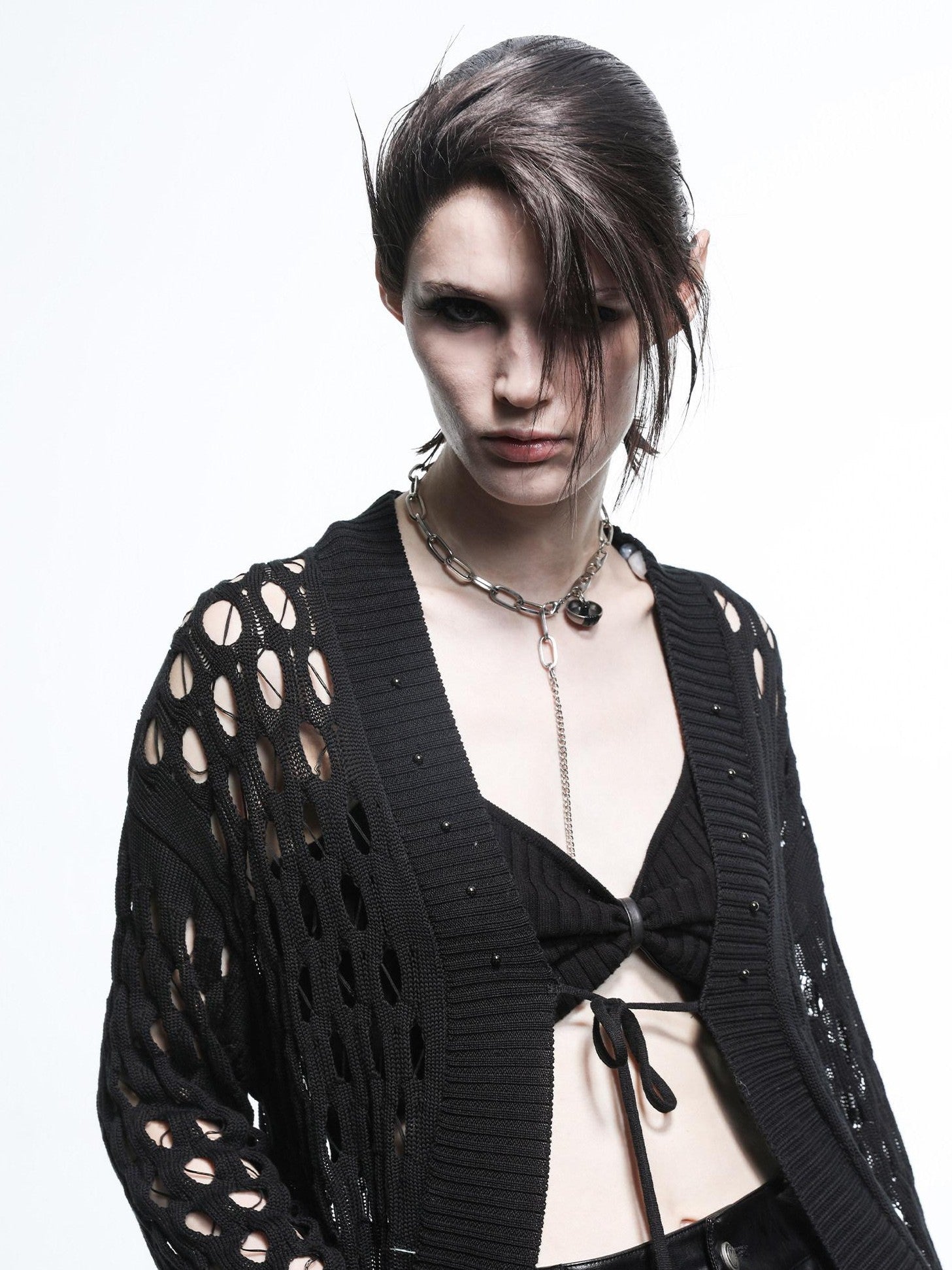 NORTH NODE Mesh Distressed Ruffle Patchwork Women&