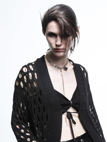 NORTH NODE Mesh Distressed Ruffle Patchwork Women&