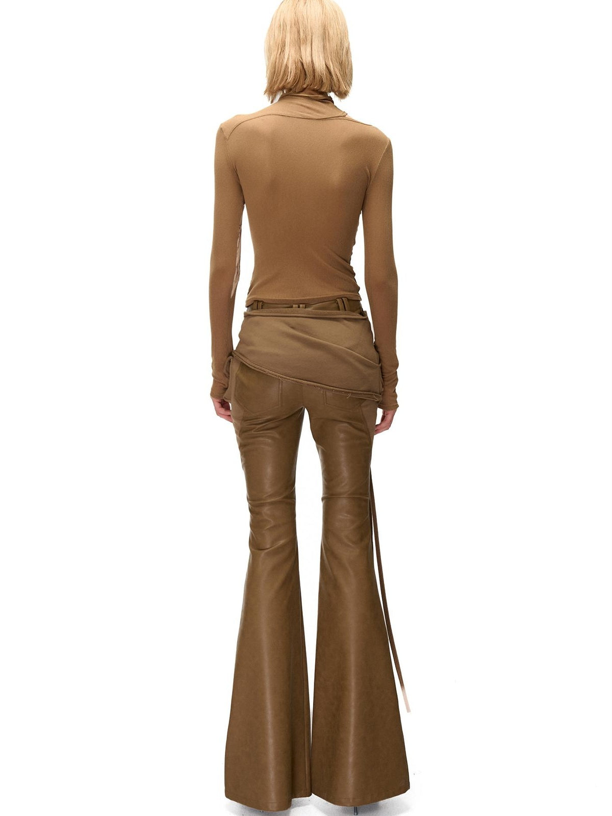 NORTH NODE Mesh Print Patchwork Half High Neck Women&
