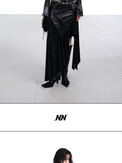NORTH NODE Mesh Splice Beaded Print High Neck Women&