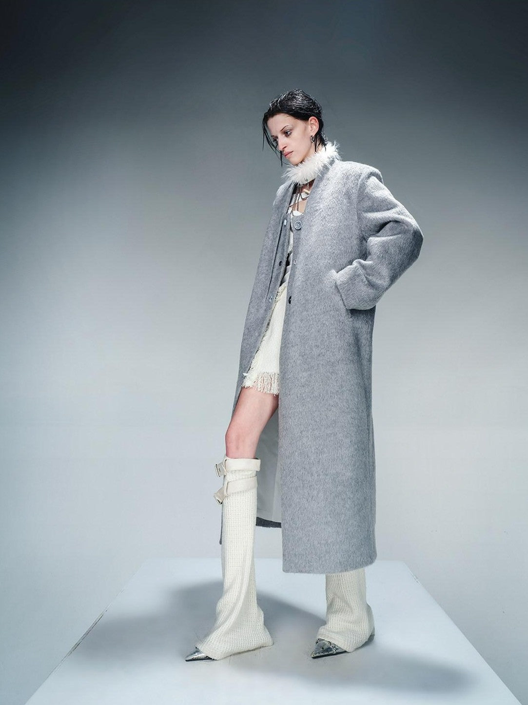 NORTH NODE Minimalist Single Breasted Mid Length Women&