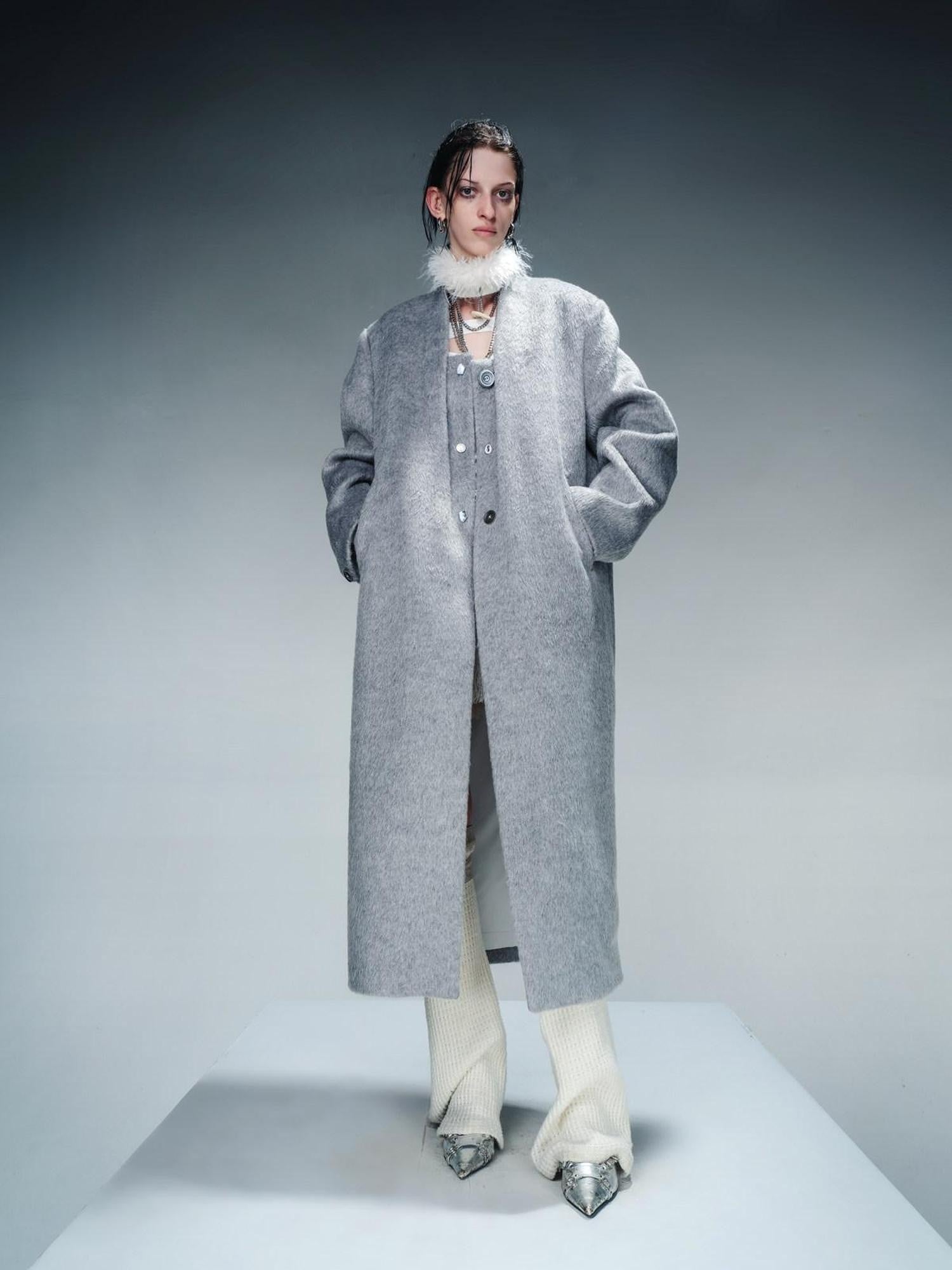 NORTH NODE Minimalist Single Breasted Mid Length Women&