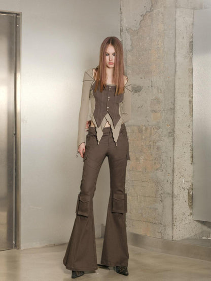 NORTH NODE Multi Pocket Cargo Style Utility Micro Flare Women&