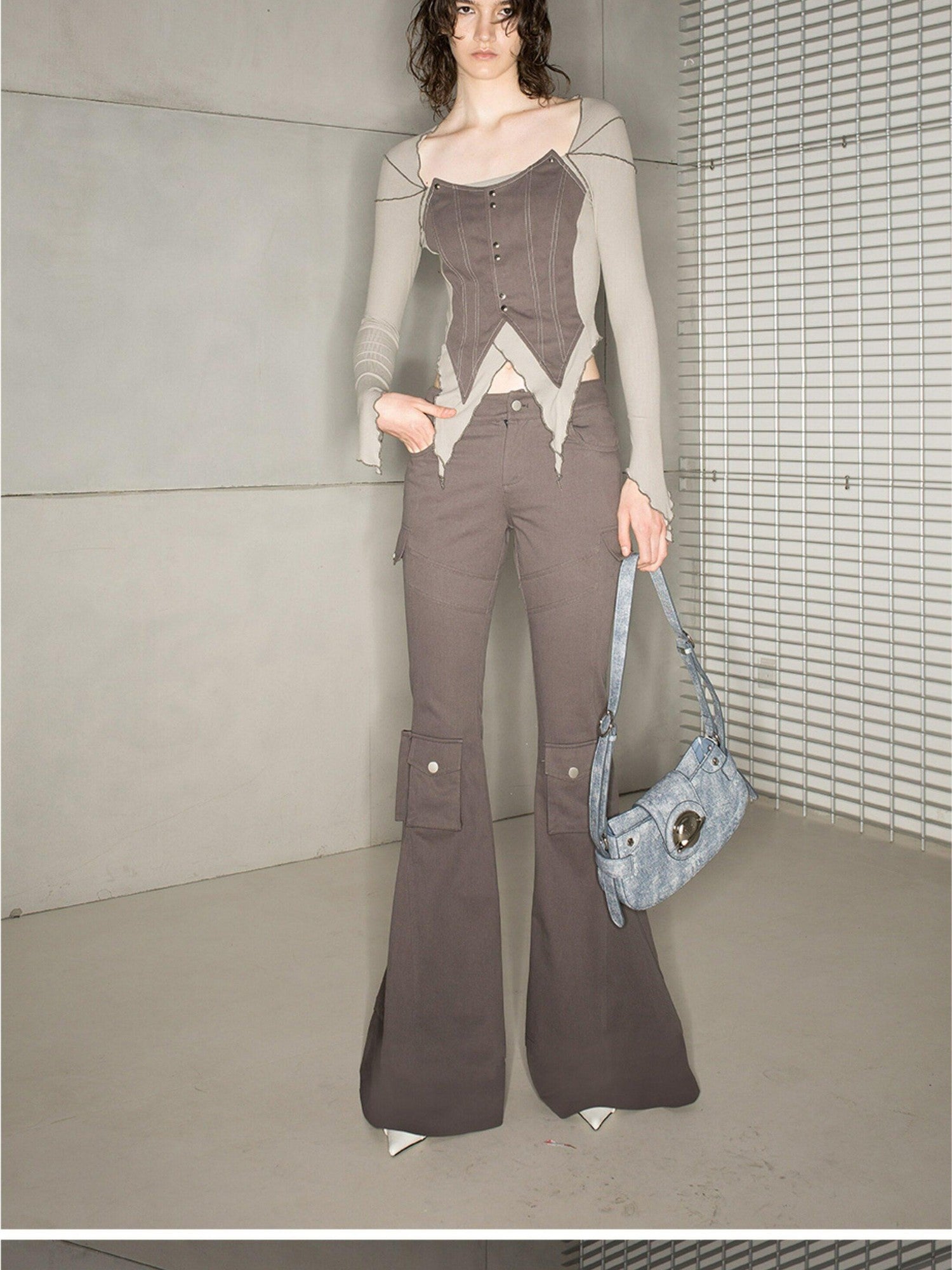NORTH NODE Multi Pocket Cargo Style Utility Micro Flare Women&