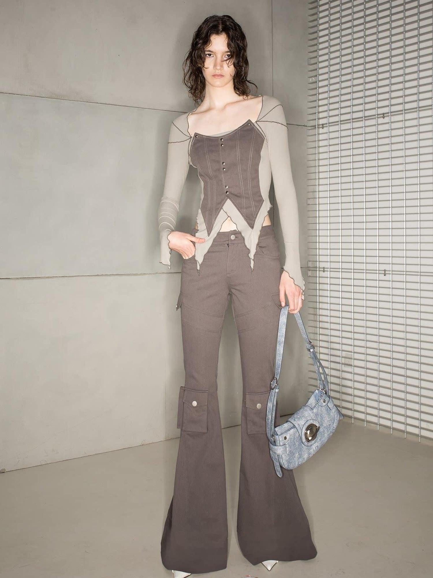 NORTH NODE Multi Pocket Cargo Style Utility Micro Flare Women&