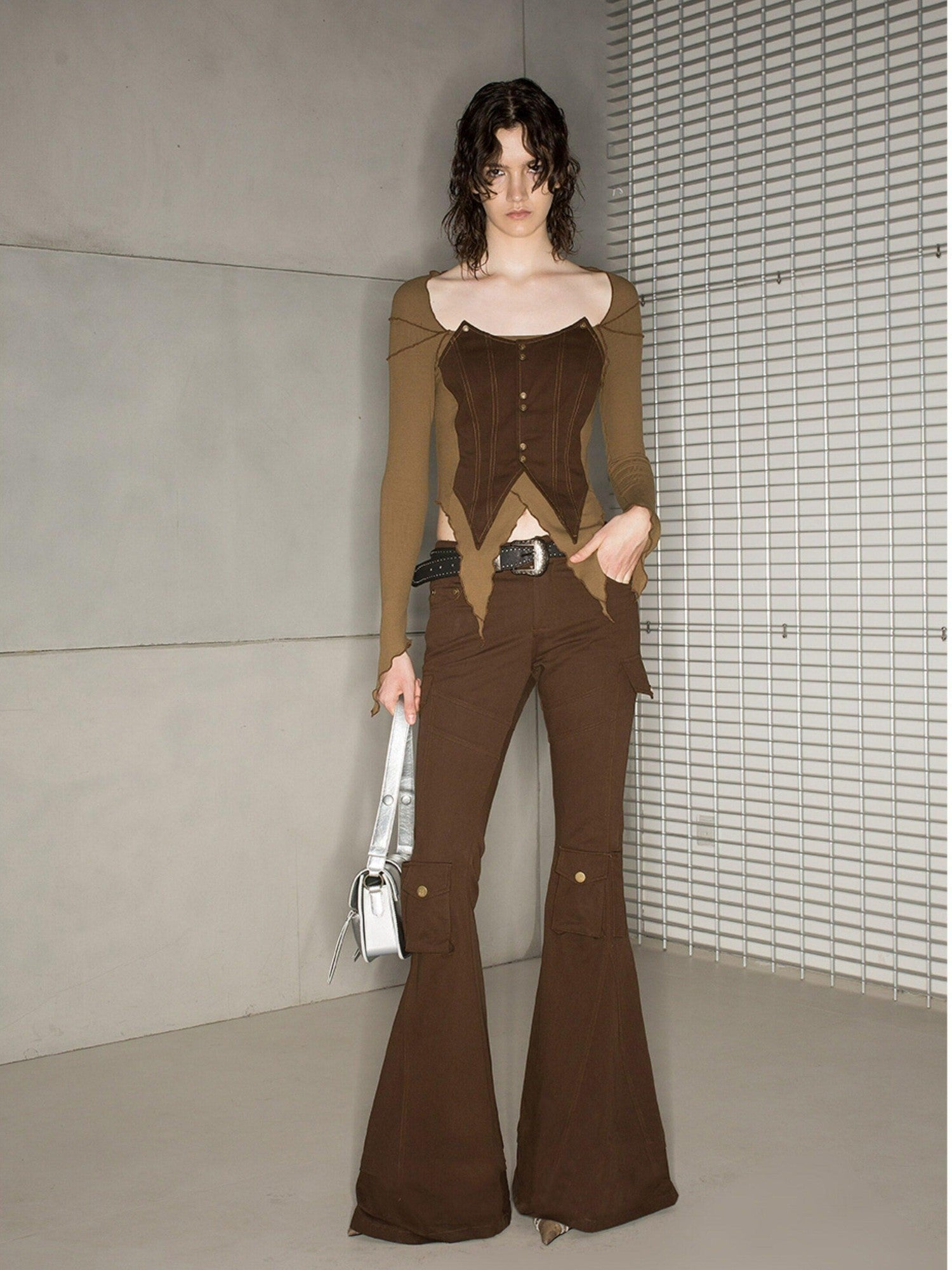 NORTH NODE Multi Pocket Cargo Style Utility Micro Flare Women&
