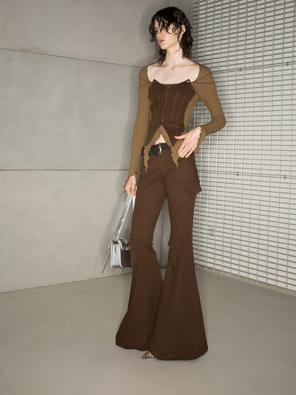 NORTH NODE Multi Pocket Cargo Style Utility Micro Flare Women&
