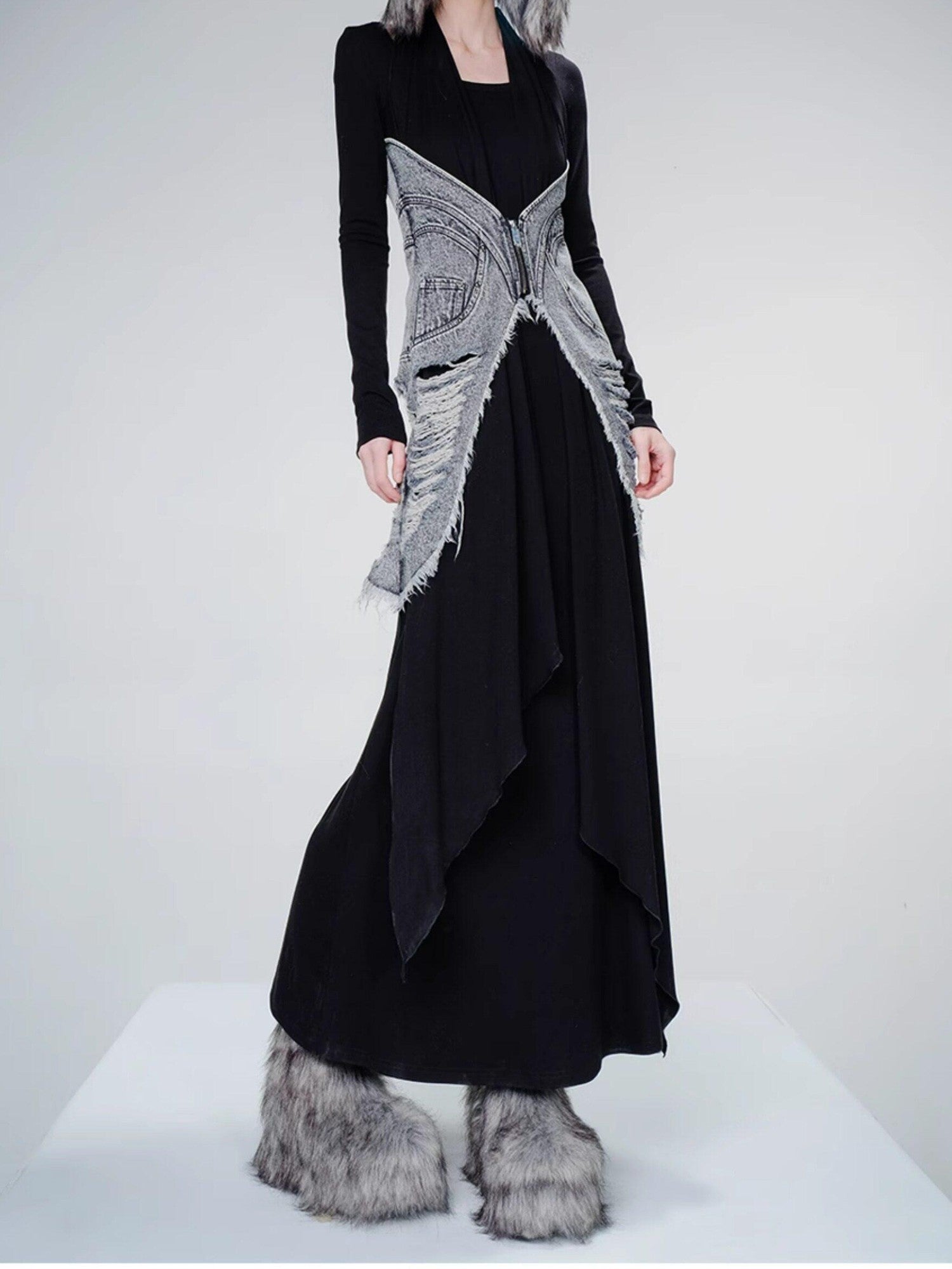 NORTH NODE Non Detachable Waist Belt Extra Long Scarf Women&