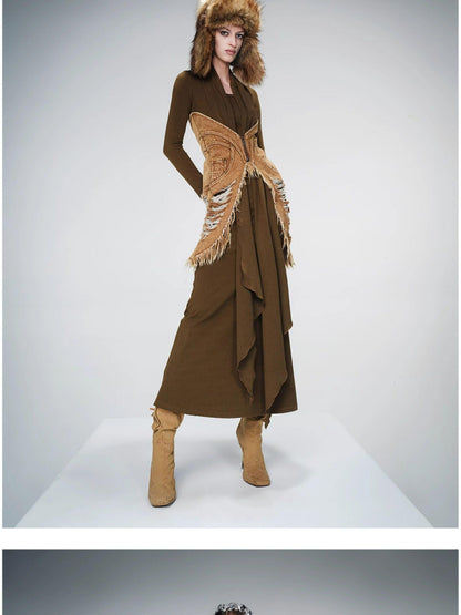 NORTH NODE Non Detachable Waist Belt Extra Long Scarf Women&