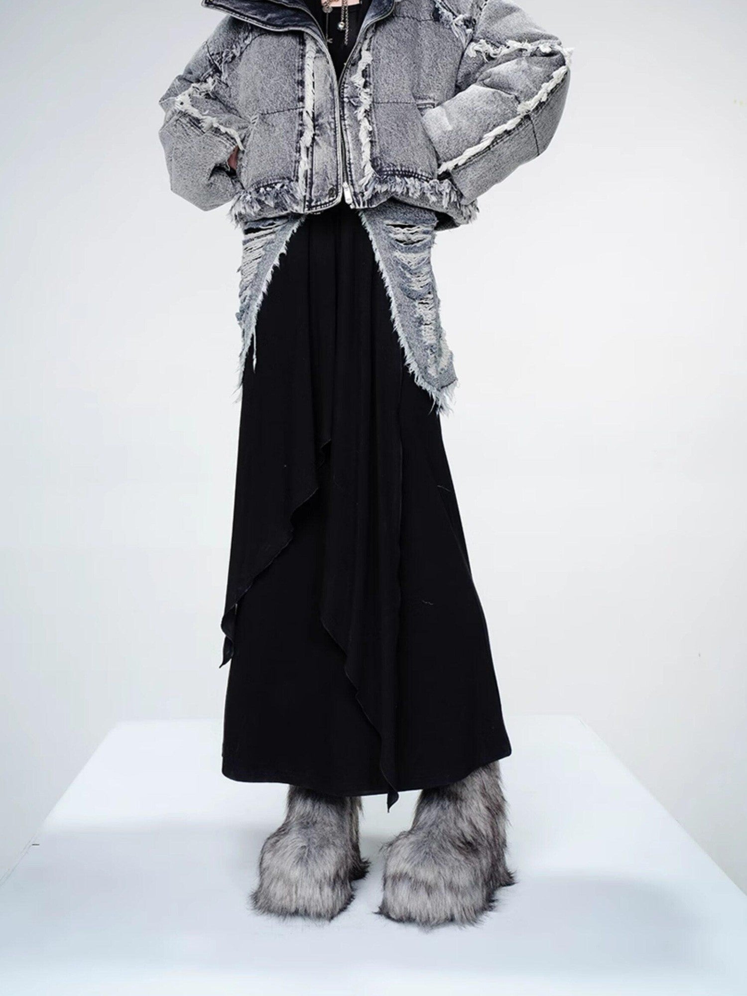 NORTH NODE Non Detachable Waist Belt Extra Long Scarf Women&
