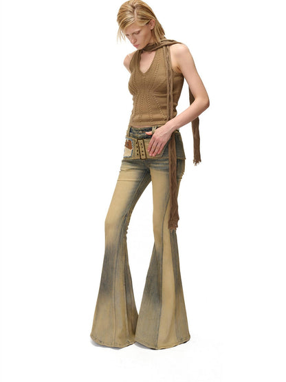NORTH NODE Open Back Solid Knit V-neck Women&