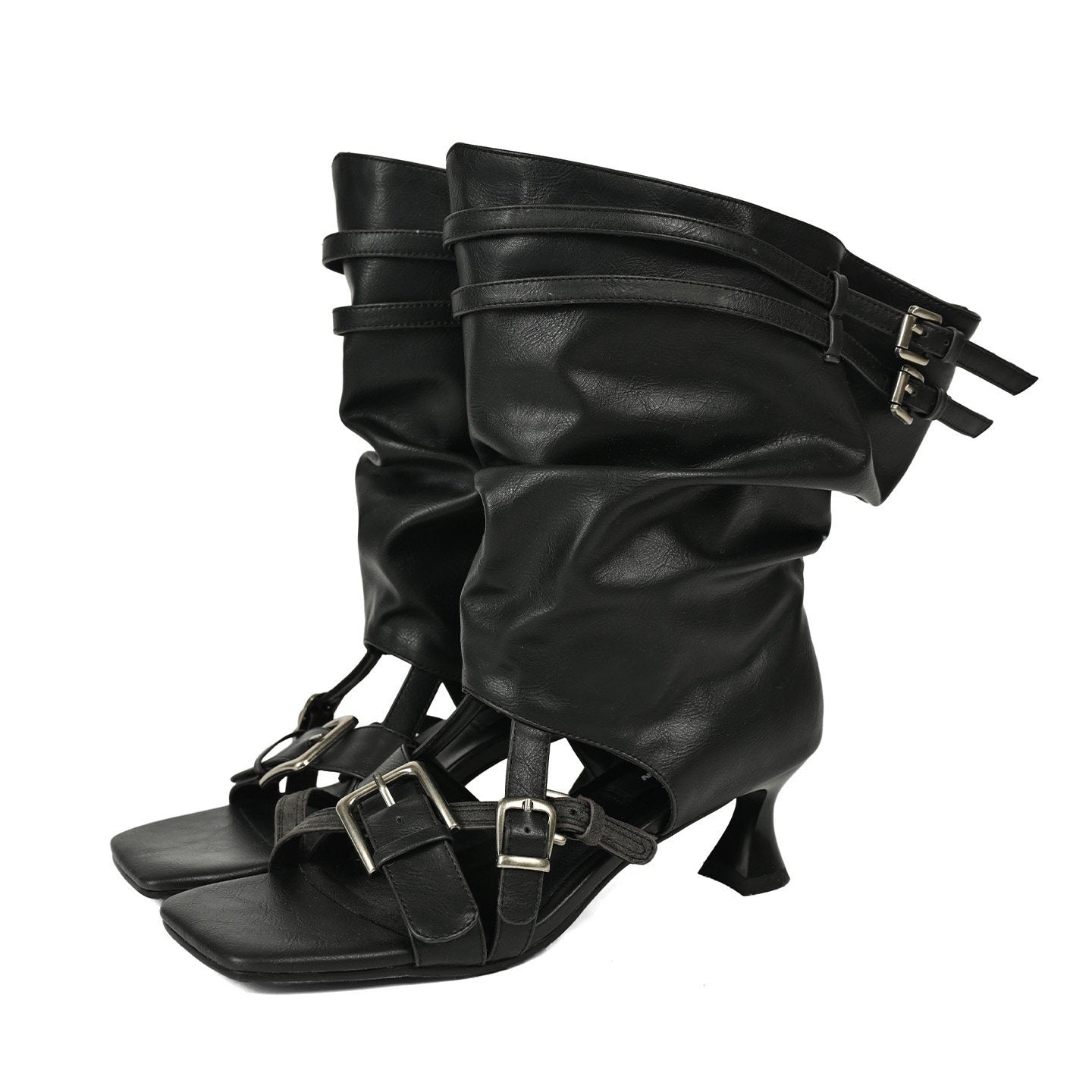NORTH_NODE_Open_Toe_Ruched_Cuff_Slouchy_Shaft_High_Heel_Women&