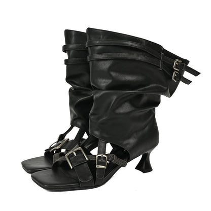 NORTH_NODE_Open_Toe_Ruched_Cuff_Slouchy_Shaft_High_Heel_Women&