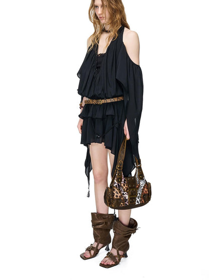 NORTH NODE Open Toe Ruched Cuff Slouchy Shaft High Heel Women&