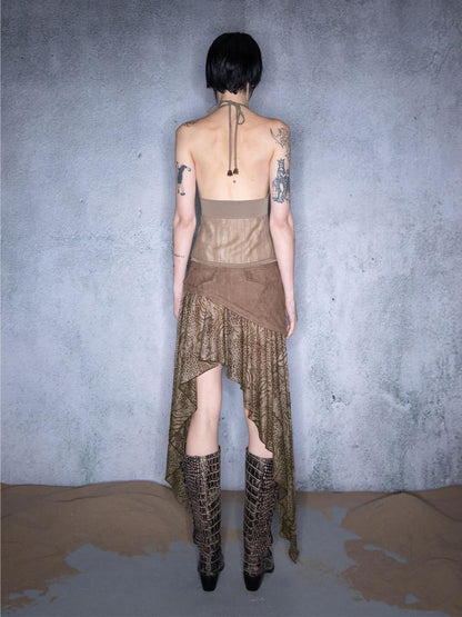 NORTH NODE Oversized Leaf Beaded Tie Patchwork Women&