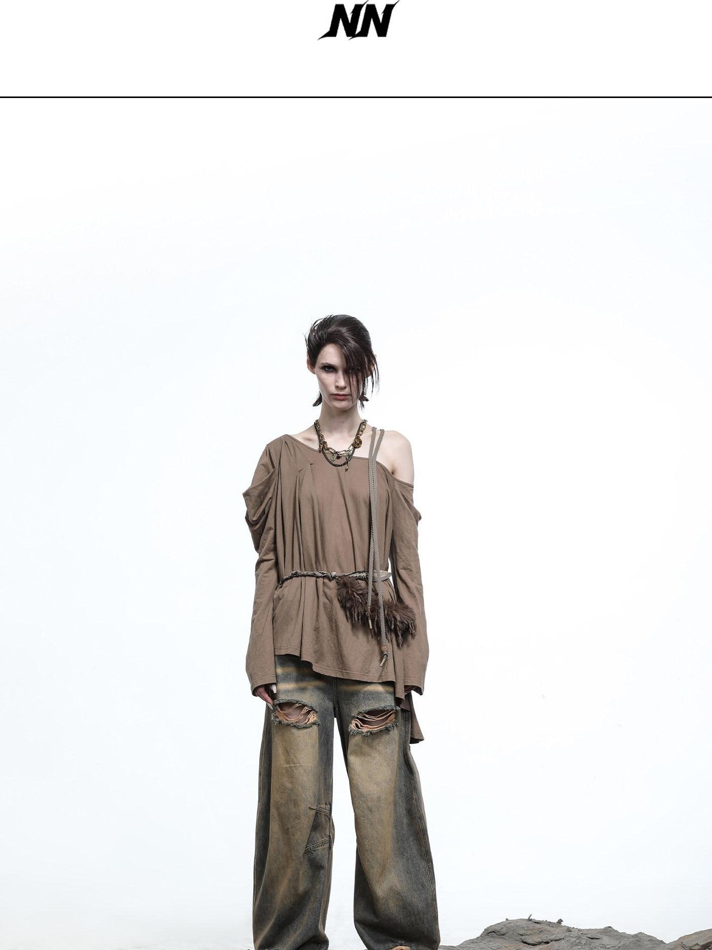 NORTH NODE Oversized Off Shoulder Loose Fit Women&