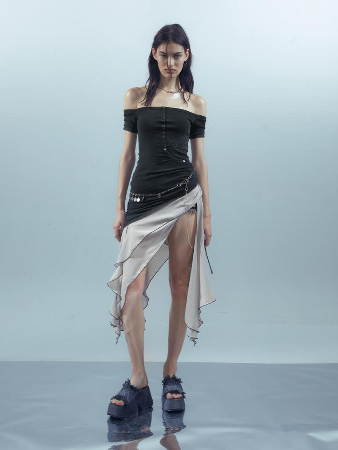 NORTH NODE Patchwork Chiffon Irregular Women&