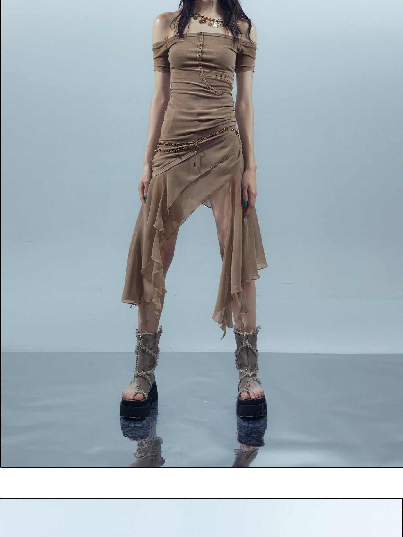 NORTH NODE Patchwork Chiffon Irregular Women&