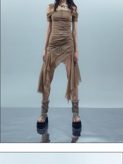 NORTH NODE Patchwork Chiffon Irregular Women&