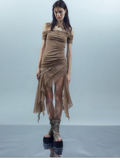 NORTH NODE Patchwork Chiffon Irregular Women&