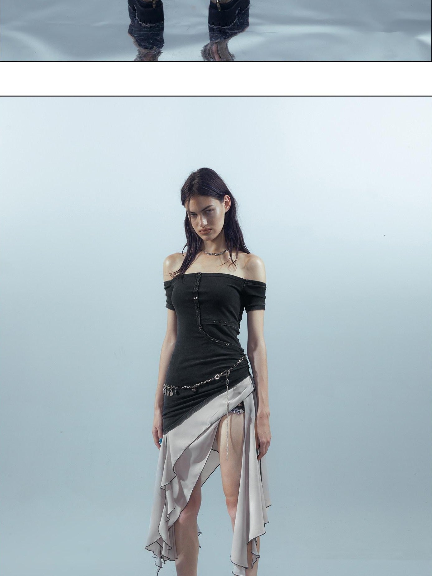 NORTH NODE Patchwork Chiffon Irregular Women&