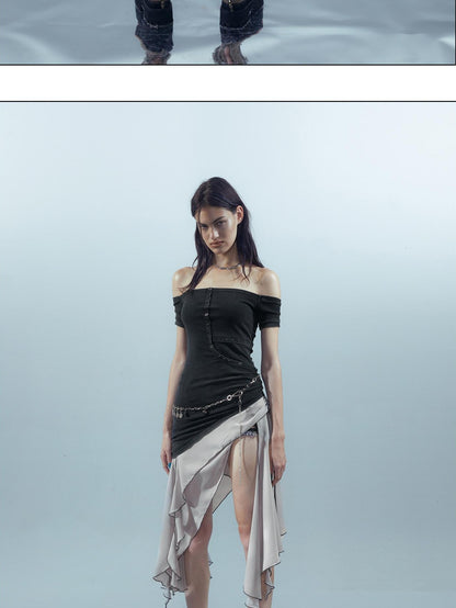 NORTH NODE Patchwork Chiffon Irregular Women&
