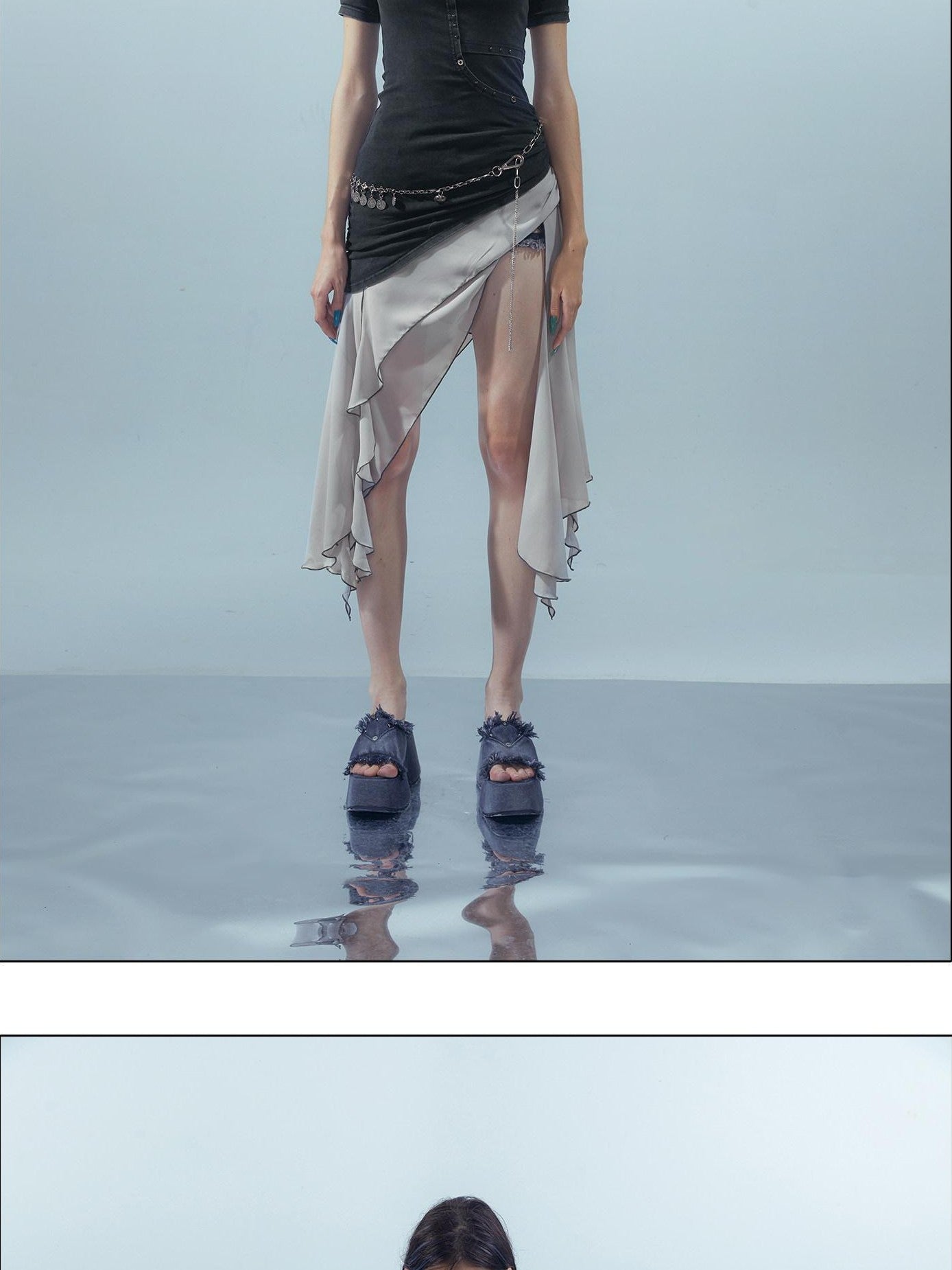 NORTH NODE Patchwork Chiffon Irregular Women&