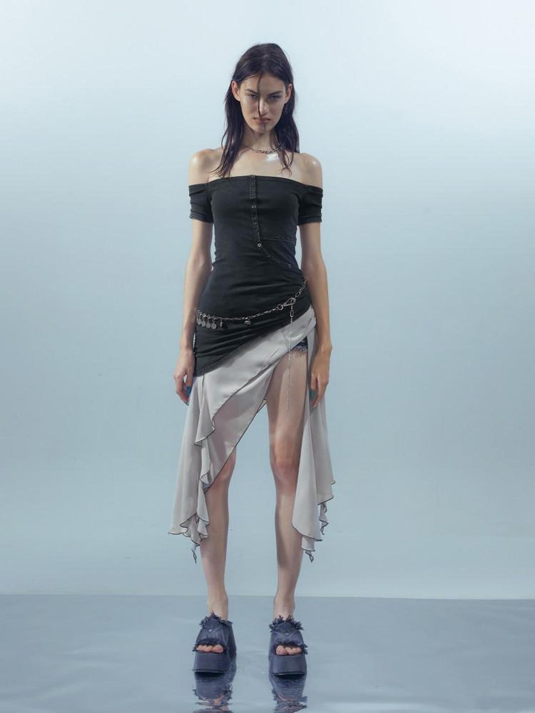 NORTH NODE Patchwork Chiffon Irregular Women&